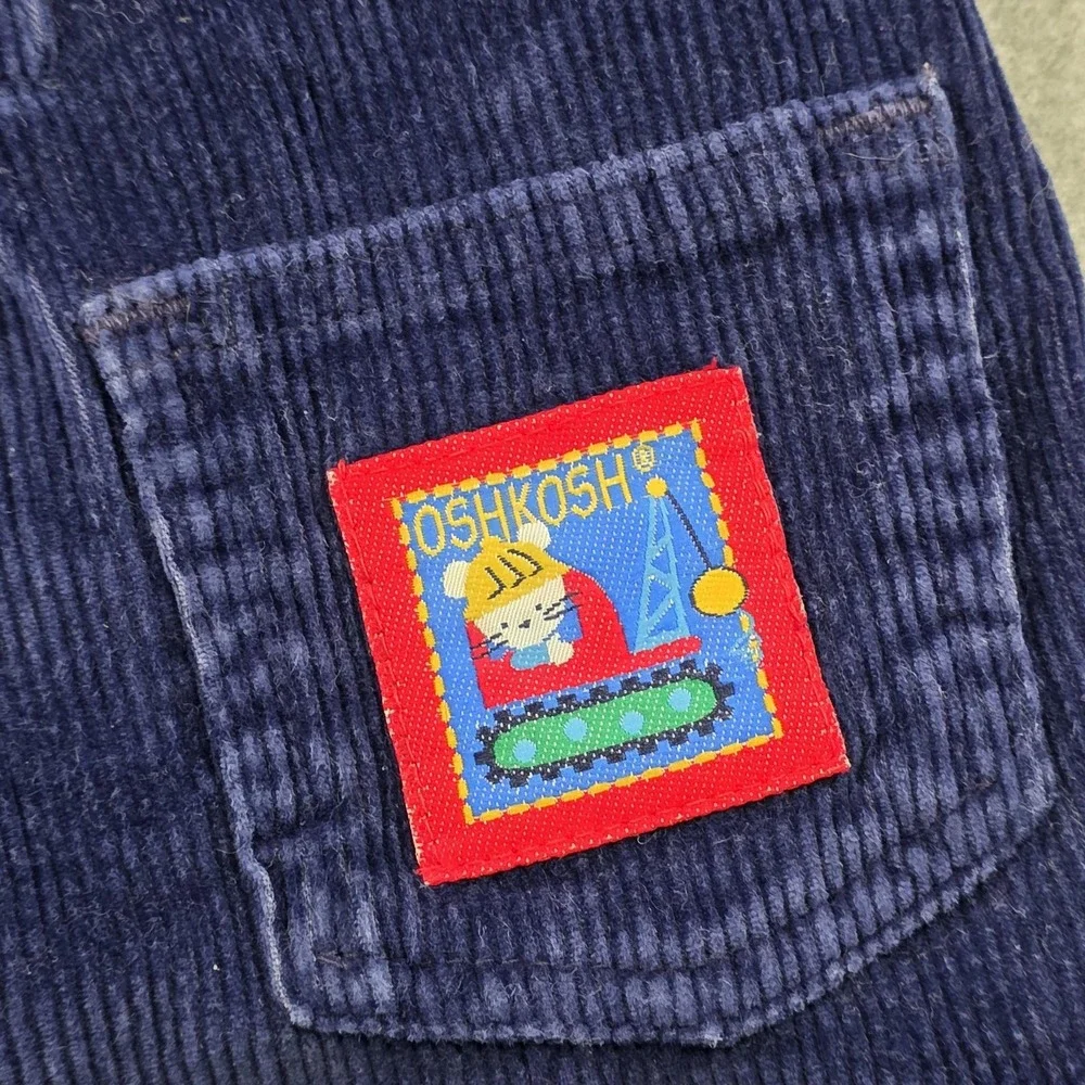 Vintage OshKosh B'gosh Overalls Toddler 2T Blue Corduroy Bib Snap Leg Made USA